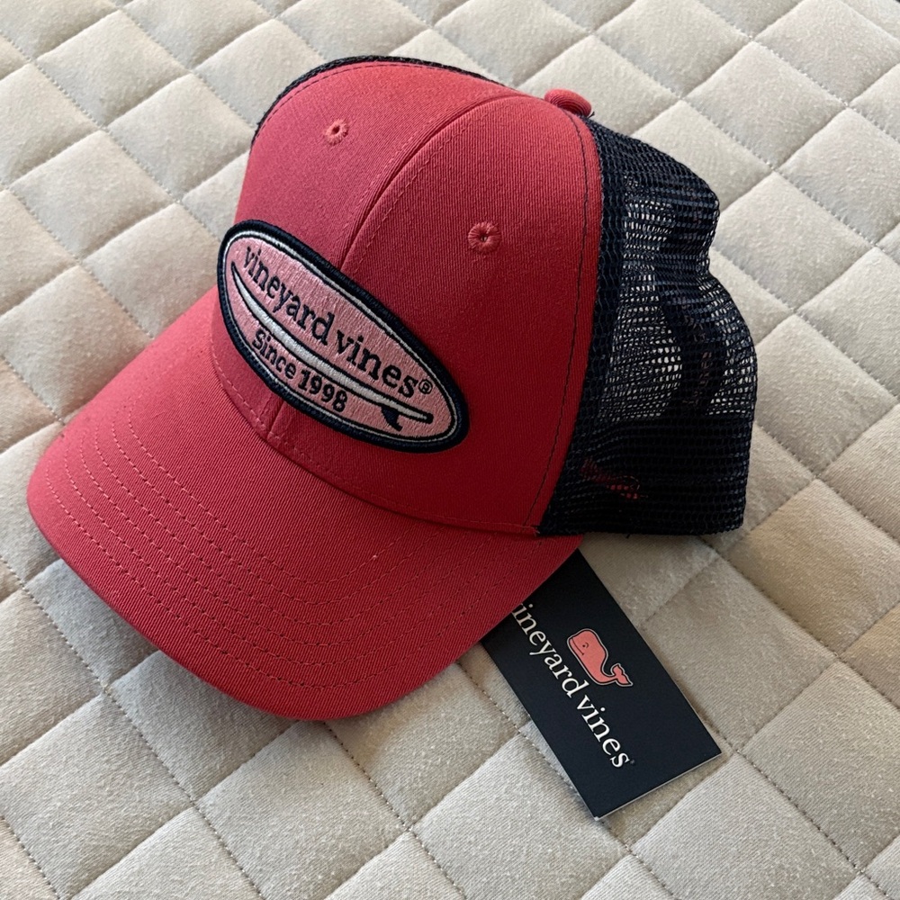 Vineyard Vines Jetty Red and Blue Mesh Surf Patch Trucker Hat/Cap